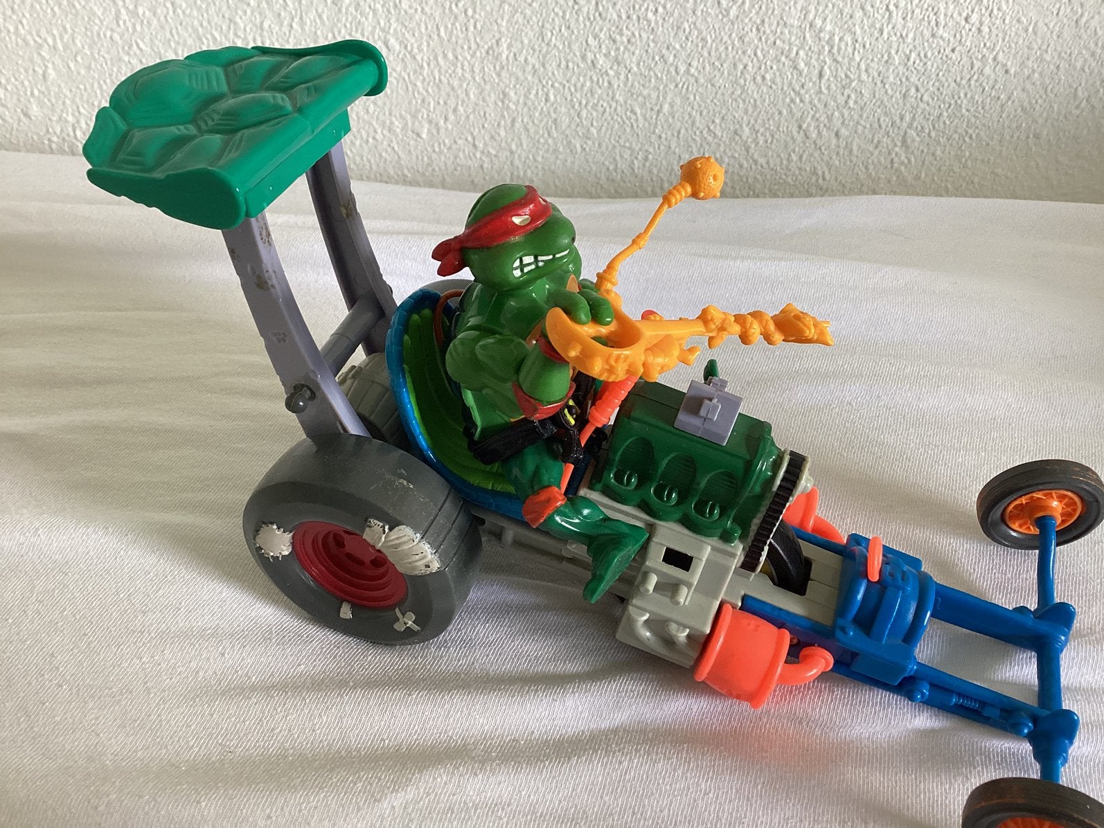 TMNT de Sewer Dragster met Ninja Turtle Raphael 1990, Verzamelen, Ophalen of Verzenden, Gebruikt