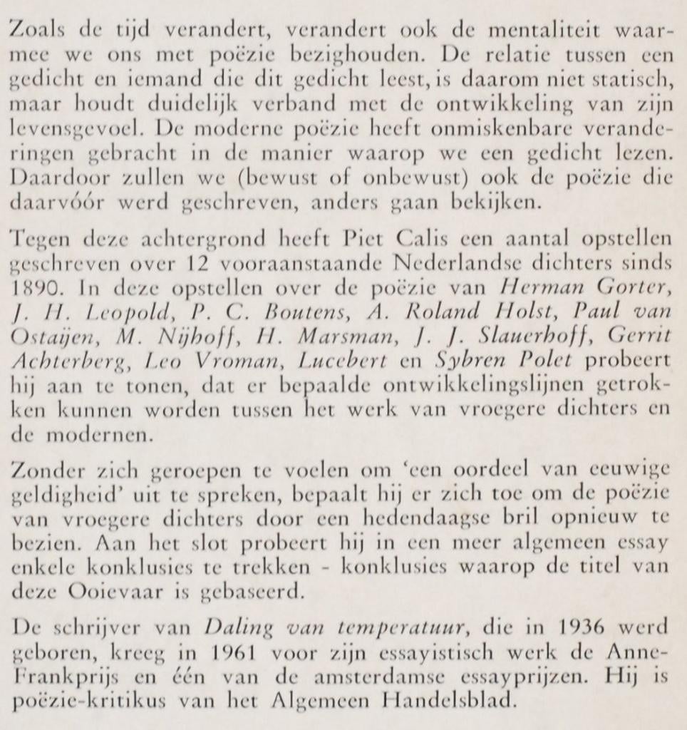 Daling van temperatuur - 12 Nederlandse dichters 1890/1960, Verzenden, Zo goed als nieuw