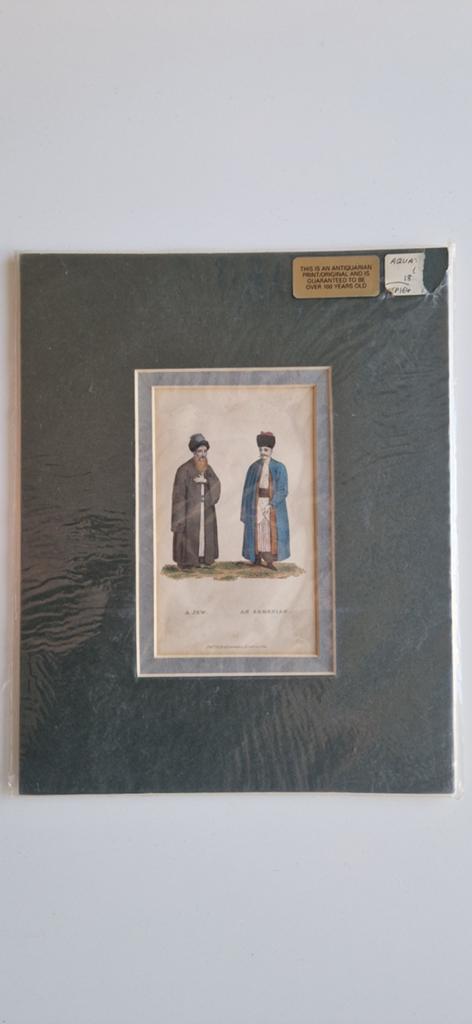 Antieke prent: Een Jood en een Armeniër (1821), Antiek en Kunst, Ophalen of Verzenden