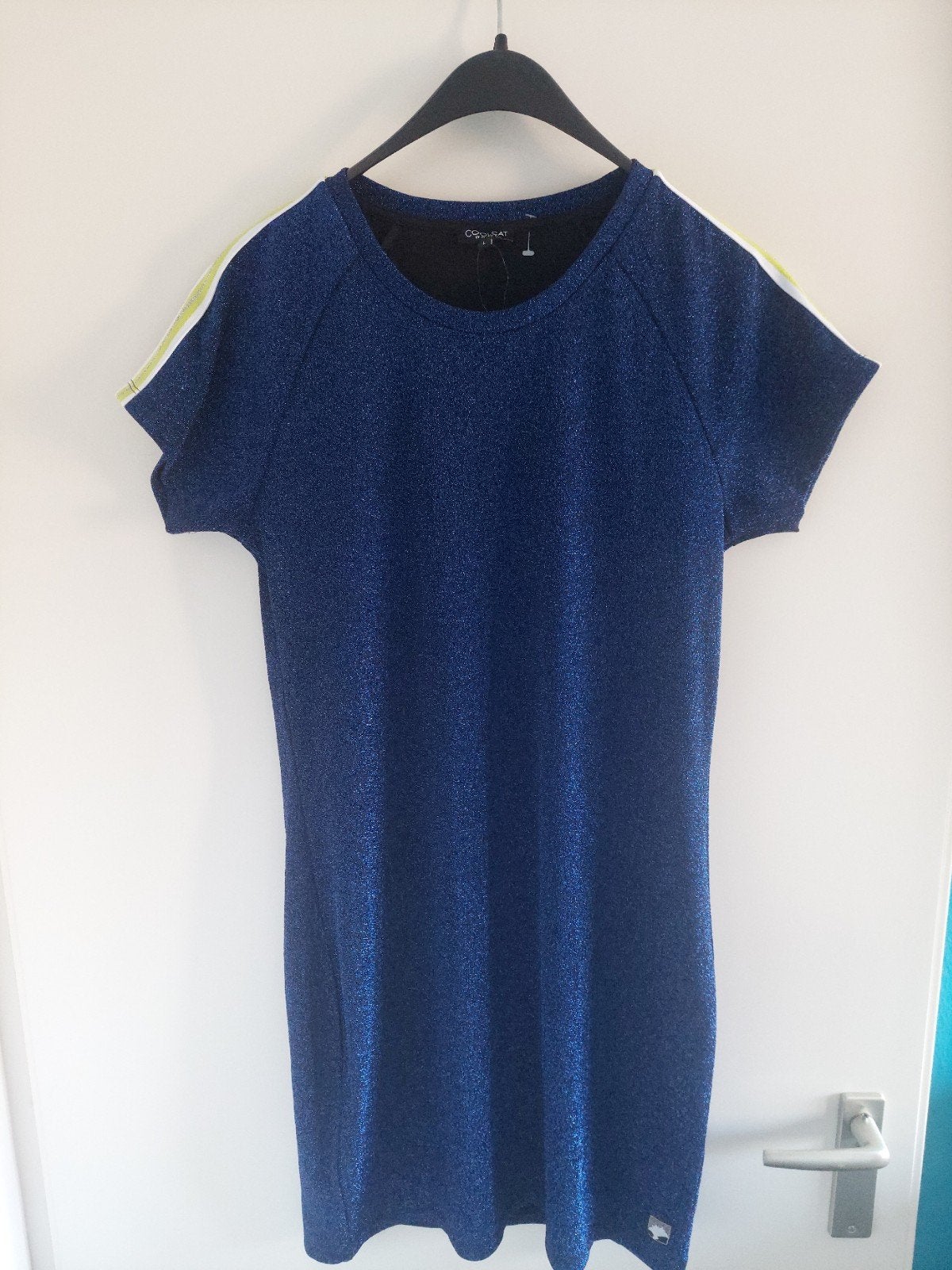 jurk blauw met glitter maat l kerstjurk feestjurk, Blauw, Maat 42/44 (L), Ophalen of Verzenden, Zo goed als nieuw