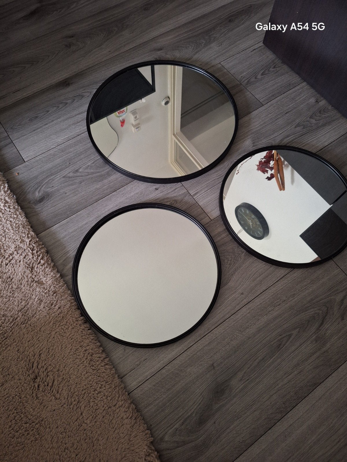 Set van 3 ronde spiegels van Karwei, Huis en Inrichting, Woonaccessoires | Spiegels, Minder dan 50 cm, Gebruikt, Rond, Ophalen of Verzenden