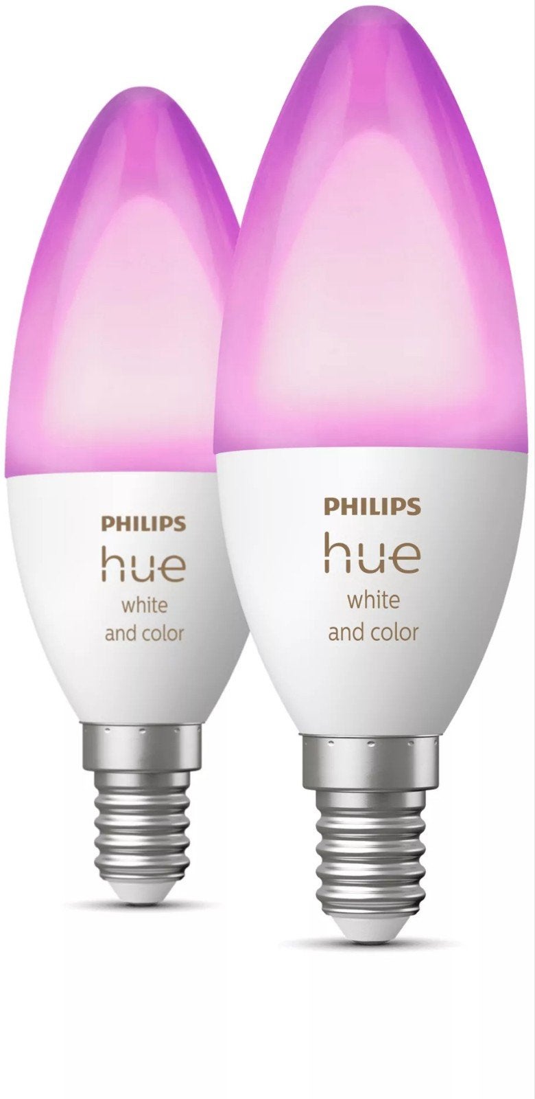 2 x gebruikte Philips Hue White and Color E14 LED Lampen, Ophalen of Verzenden, Meerkleurig, E14 (klein)