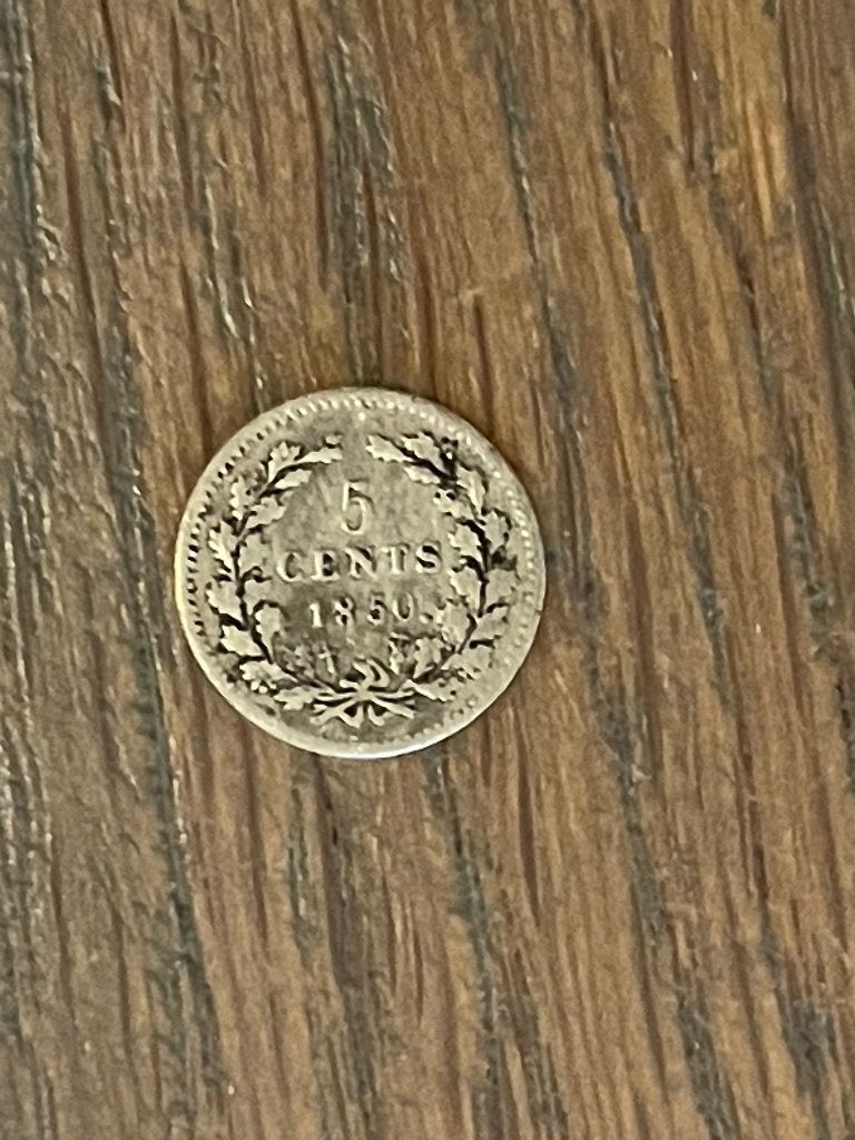 KONING WILLEM III MUNT 5 CENT uit 1850 - WD014, Postzegels en Munten, Munten | Nederland, Losse munt, Koning Willem III, Zilver