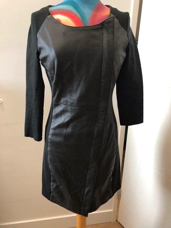 * Zwarte Leren Jurk / Mantel - Mart Visser * Mt 38 * Nieuw *, Kleding | Dames, Maat 38/40 (M), Mart Visser, Zwart, Nieuw