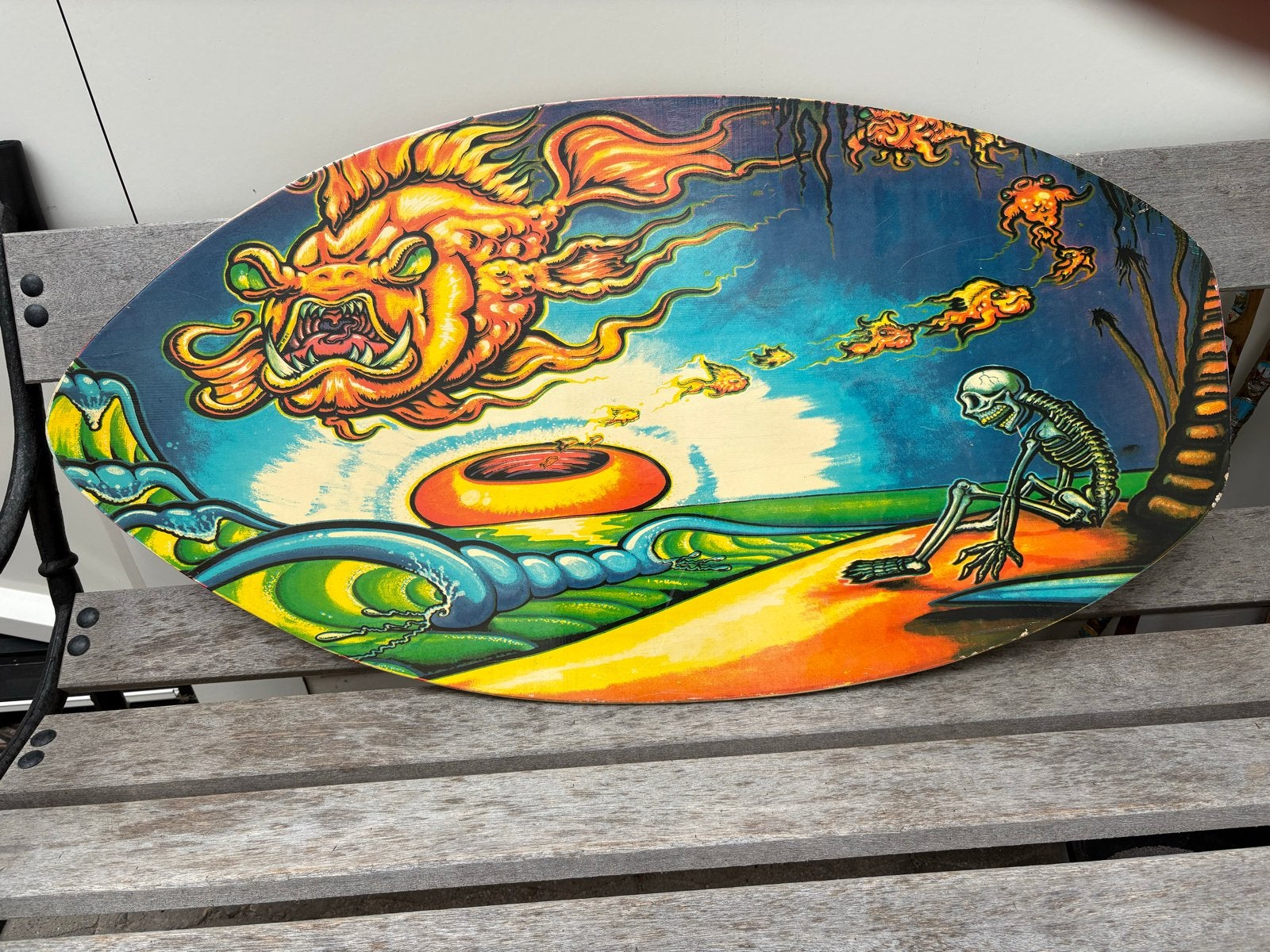 Vintage Skimboard met unieke kunst van Drew Brophy, Watersport en Boten, Ophalen, Gebruikt, Overige typen