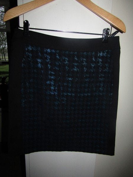 F1419 GARDEUR mt 38 rok zwart blauw pied de poule  stretch, Maat 38/40 (M), Verzenden, Zwart, Zo goed als nieuw
