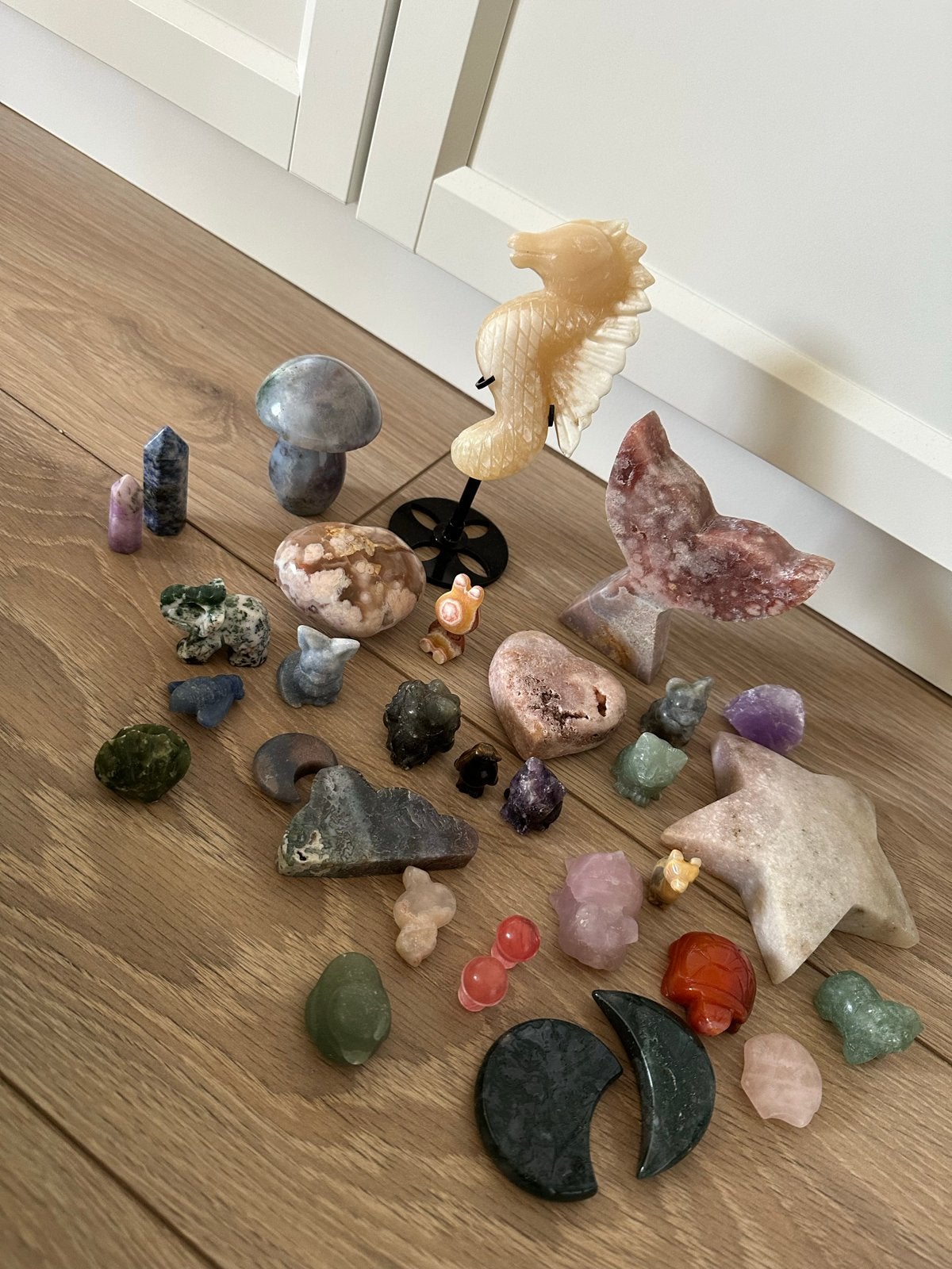 Bundel edelstenen: Carvings, roze amethist, diverse stenen, Ophalen of Verzenden, Zo goed als nieuw