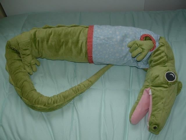 IKEA KROKODIL VELOURS GROEN MET GROTE OGEN ROZE BEK, Ophalen of Verzenden, Nieuw, Overige typen