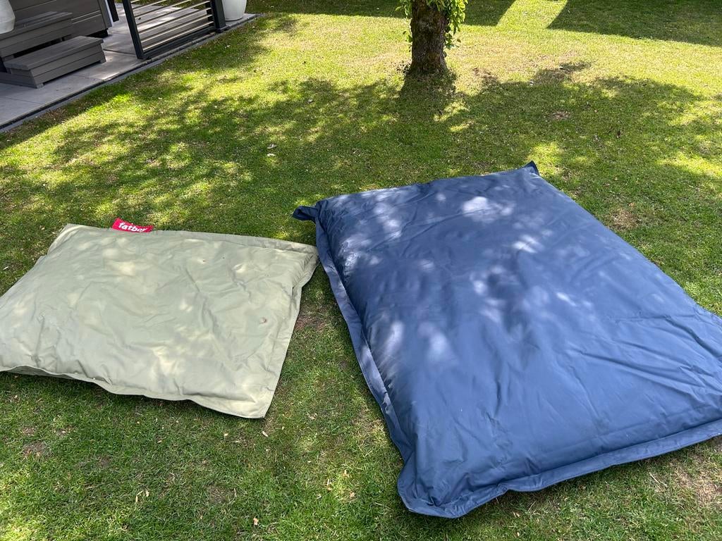 Fatboy zitzakken: Groen (125x95) & Donker grijs/blauw (140x1, Ophalen, Gebruikt, Groen, Zitzak