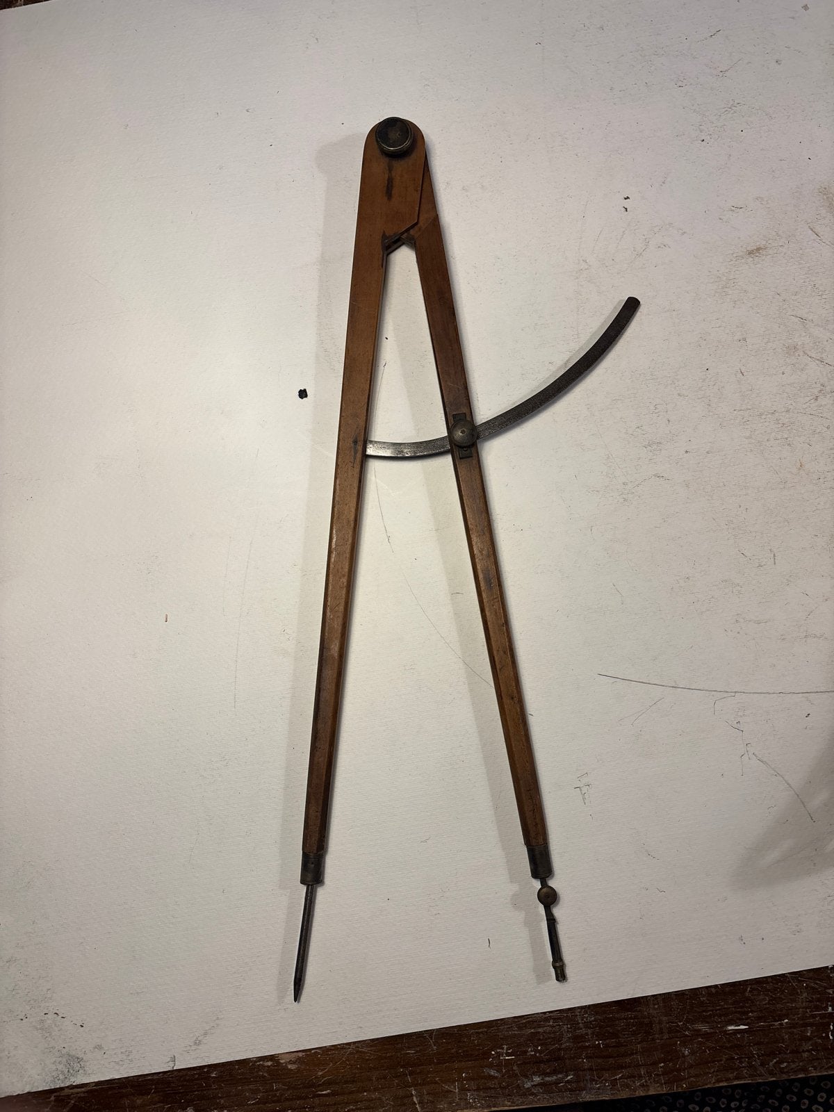 Antieke houten passer - 55cm, Antiek en Kunst, Ophalen of Verzenden