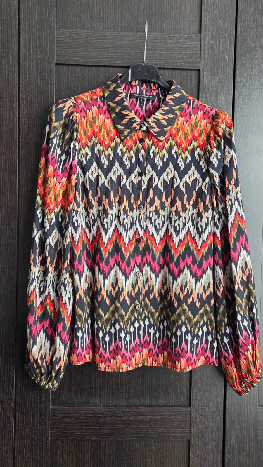 Tramontana blouse 36 roze zwart oranje pofmouwen viscose mix, Kleding | Dames, Blouses en Tunieken, Tramontana, Ophalen of Verzenden