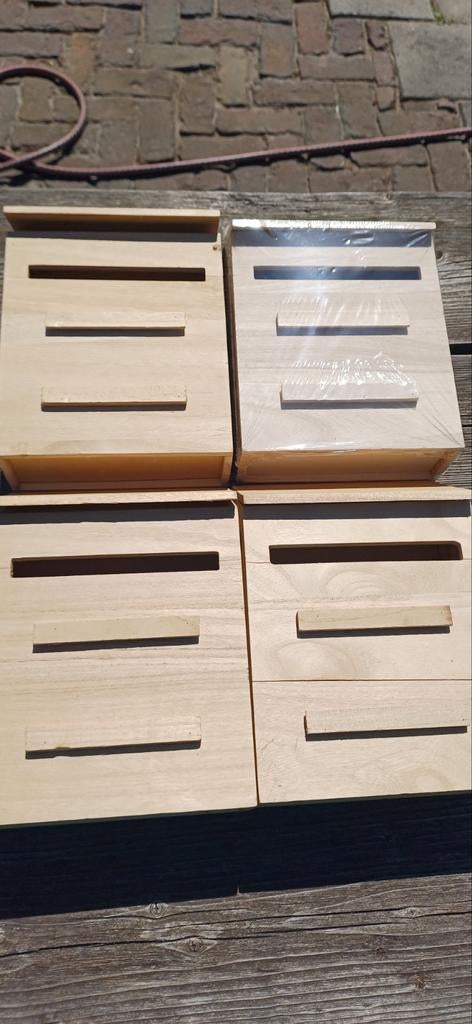 4 Houten brievenbusjes voor speelhuisje of boomhut, Tuin en Terras, Brievenbussen, Ophalen of Verzenden