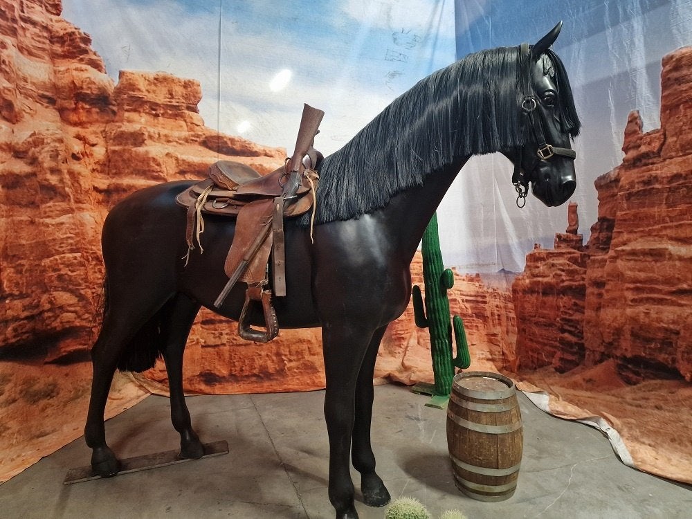 Mooi zwart westernpaard met losse manen, Ophalen, Zo goed als nieuw, Verjaardag