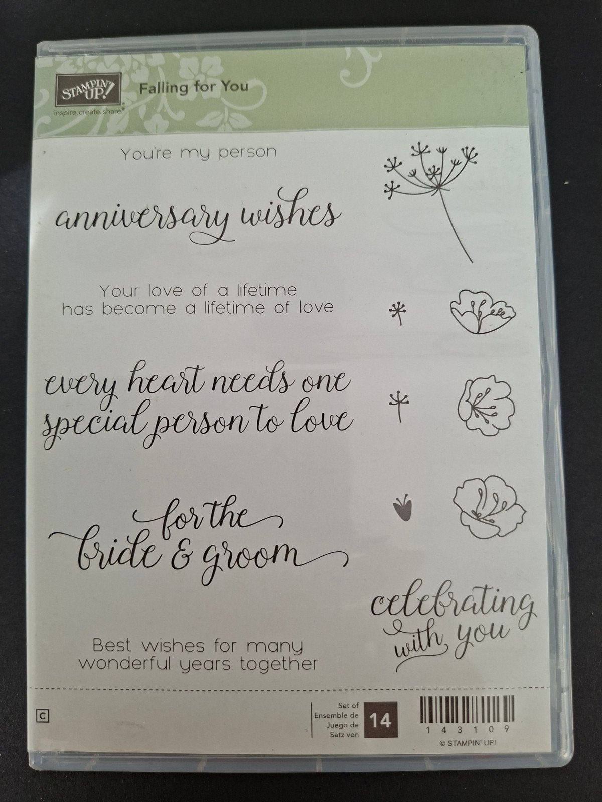 Stampin' Up! 'Falling for You' stempelset, Ophalen of Verzenden, Zo goed als nieuw, Clearstamp