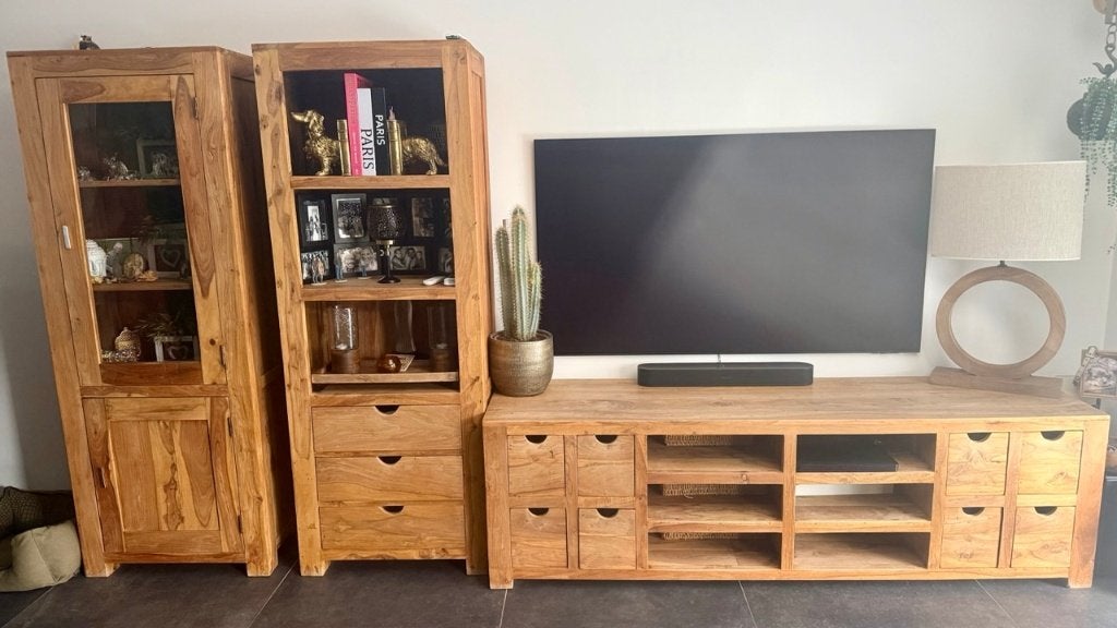 Tv meubel en kast(en), Ophalen, Glas, 150 tot 200 cm, Zo goed als nieuw