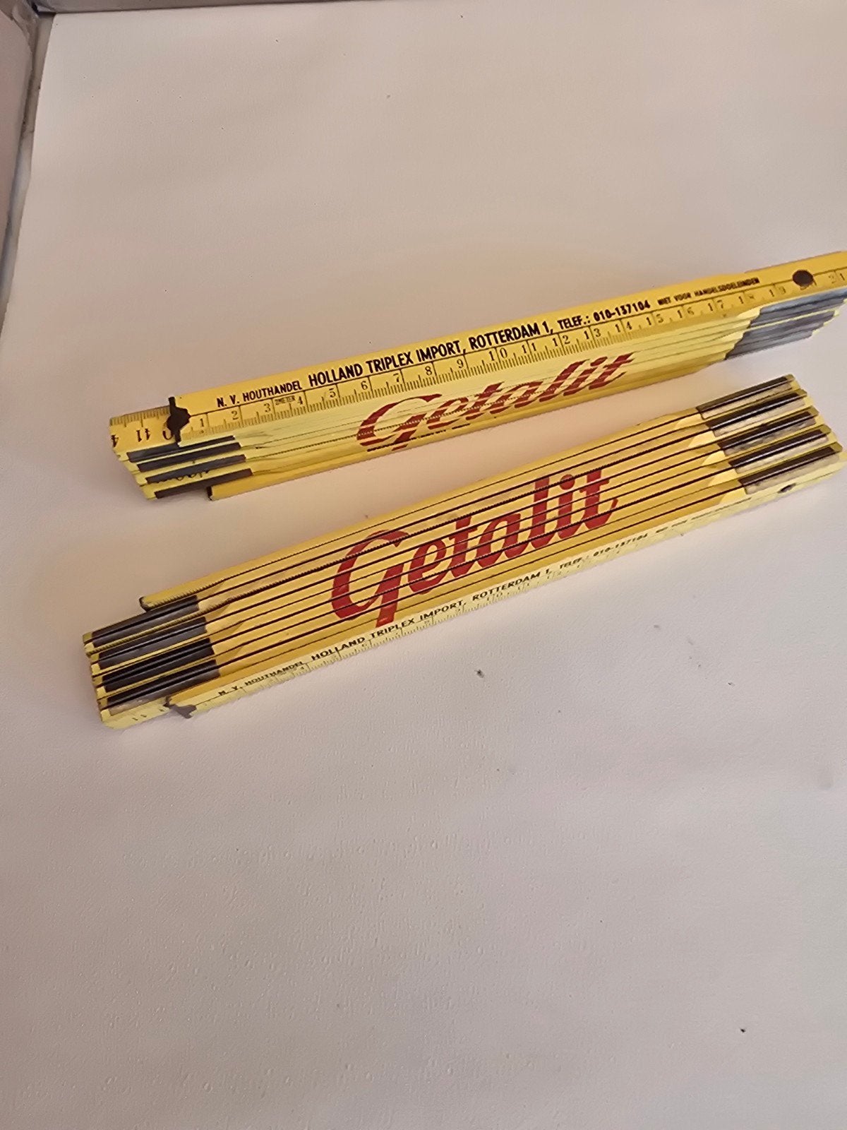 Vintage Gele Duimstok 'Getalit' - Holland Triplex Import, Antiek en Kunst, Verzenden