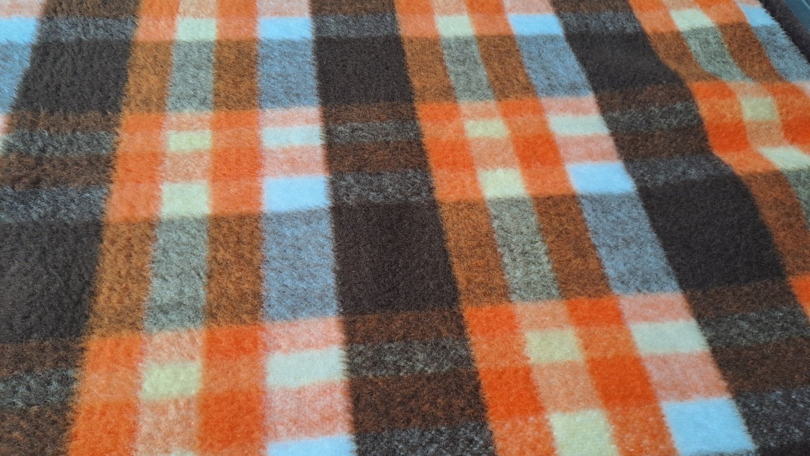 Vintage Aabe Deken - Bruin/Oranje Geruit - 115x80 cm, Ophalen of Verzenden