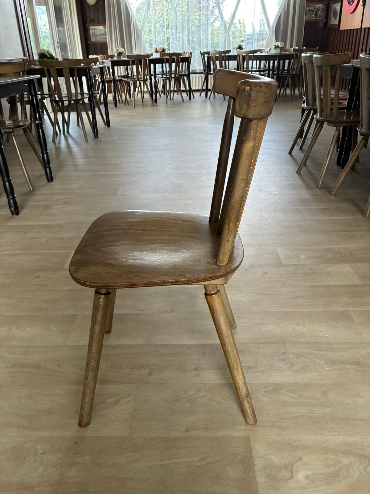 Vintage/ retro bistro- of cafe Kantine/ horeca stoelen, Ophalen, Gebruikt, Bruin, Vijf, Zes of meer stoelen