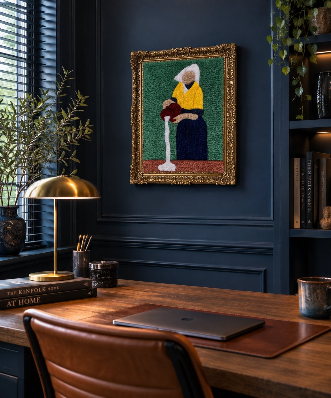 🥛 getuft wandkleed melkmeisje in brocante lijst, Ophalen of Verzenden, Nieuw, Gesigneerd, Wandkleed