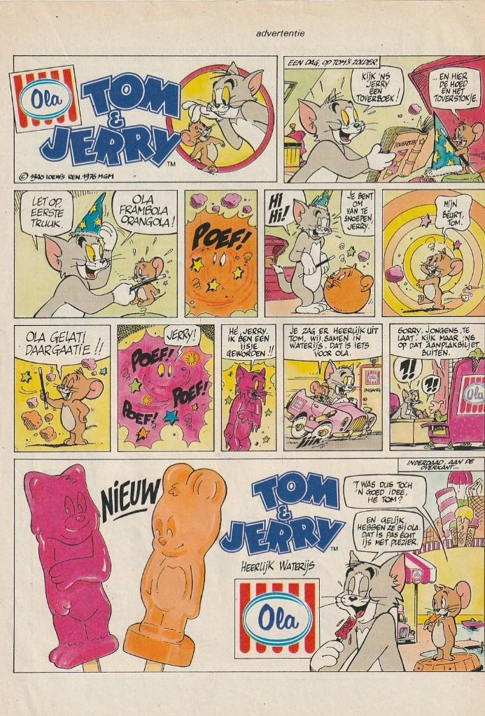 Retro reclame 1984 Ola waterijsjes Tom & Jerry toverboek, Verzamelen, Verzenden, Overige typen