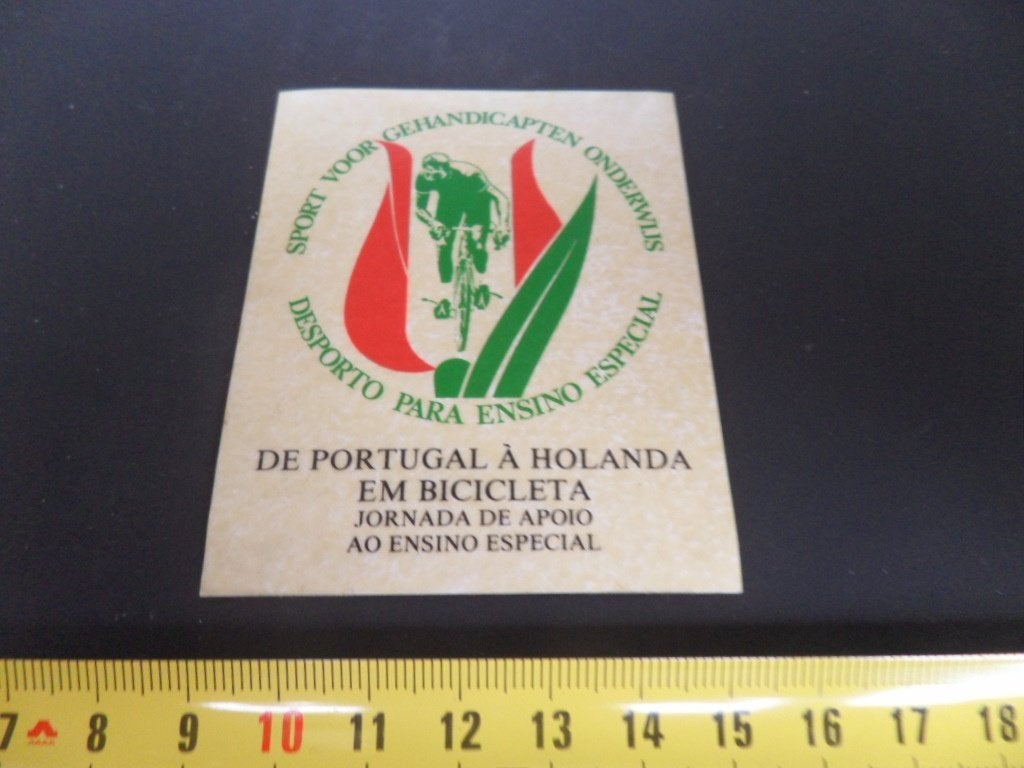 sticker De Portugal a Holandia em bicicleta  Fiets, Ophalen of Verzenden, Zo goed als nieuw