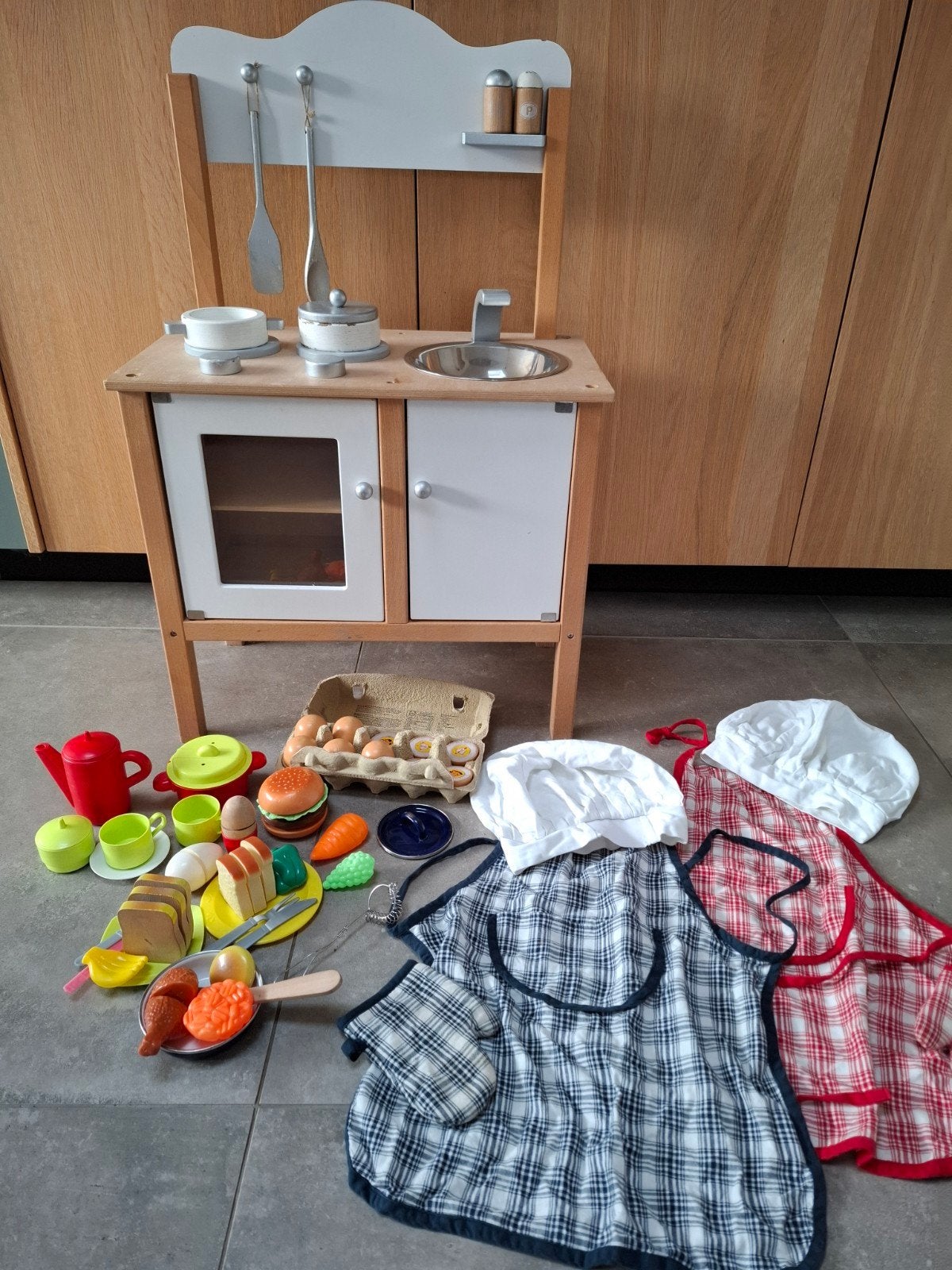 Houten speelkeuken met accessoires, Ophalen, Gebruikt