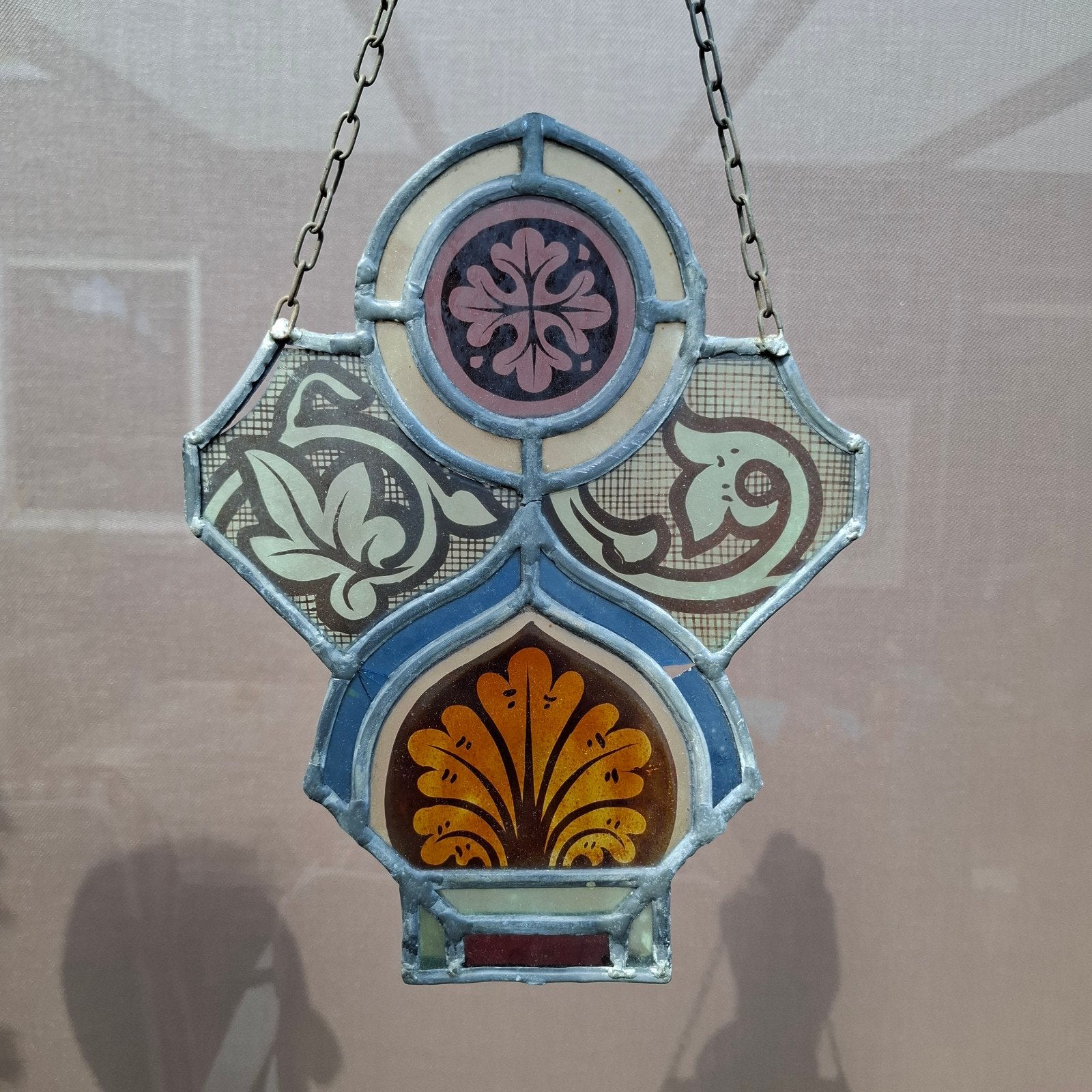 Prachtige Art Nouveau Glas-in-Lood Raamhanger (Gebrandschild, Antiek en Kunst, Ophalen of Verzenden