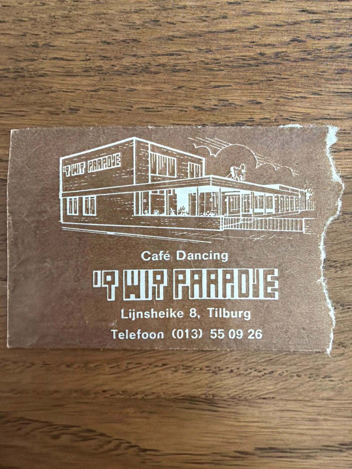 Oude suikerzakje Café Dancing Tilburg, Ophalen of Verzenden, Nederland