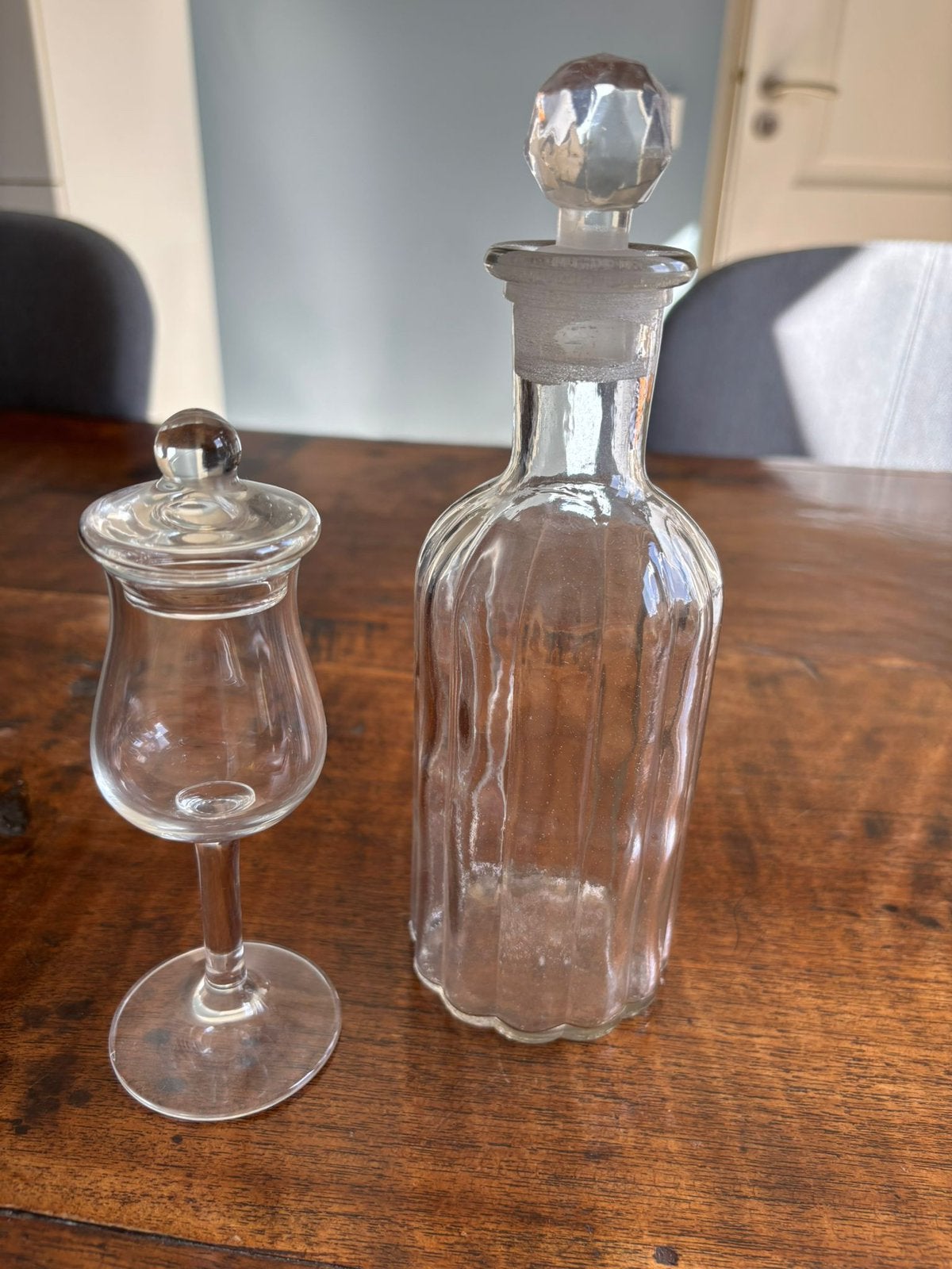 Glazen karaf en borrel/likeurglaasje, Ophalen of Verzenden