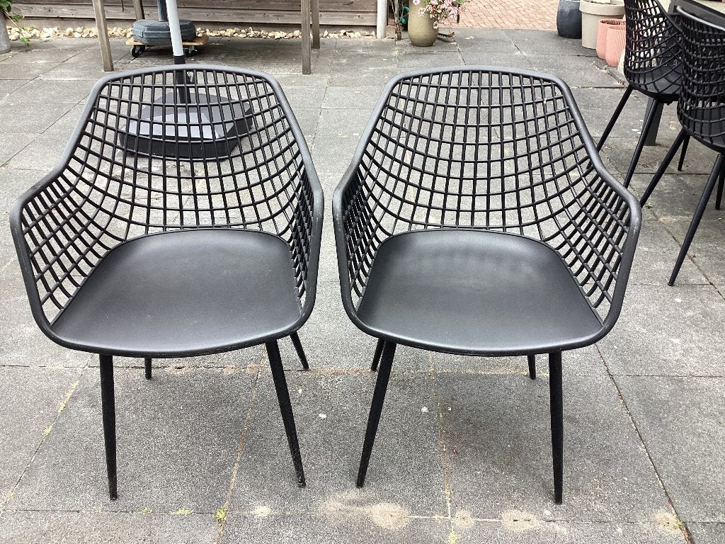 2 zwarte tuinstoelen, Tuin en Terras, Tuinstoelen, Ophalen, Gebruikt, Kunststof