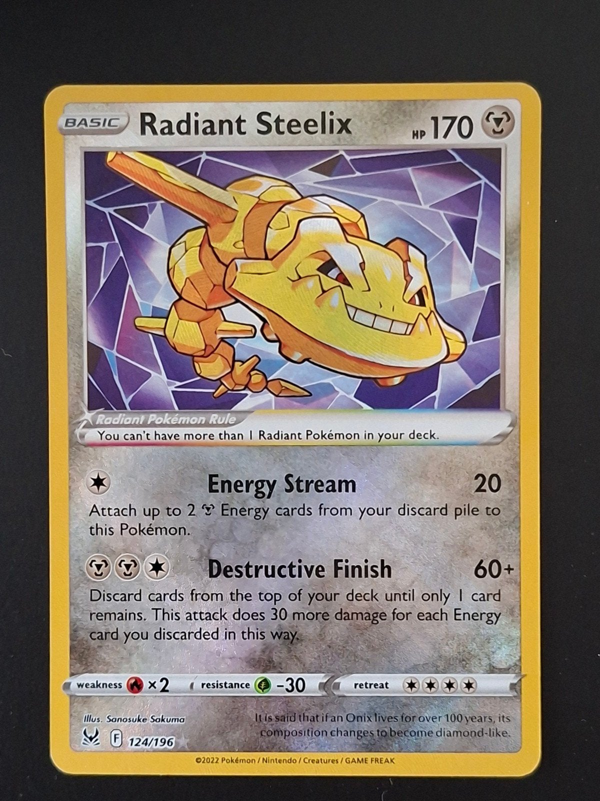 Radiant Steelix 124/196 Lost Origin Pokemon Kaart, Ophalen of Verzenden