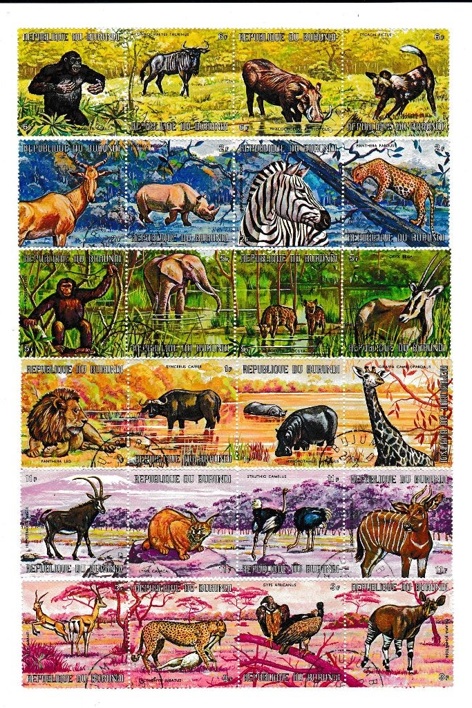 B 1 - 6 strips met dieren van Burundi gestempeld € 6,00, Ophalen of Verzenden, Gestempeld, Noord-Amerika