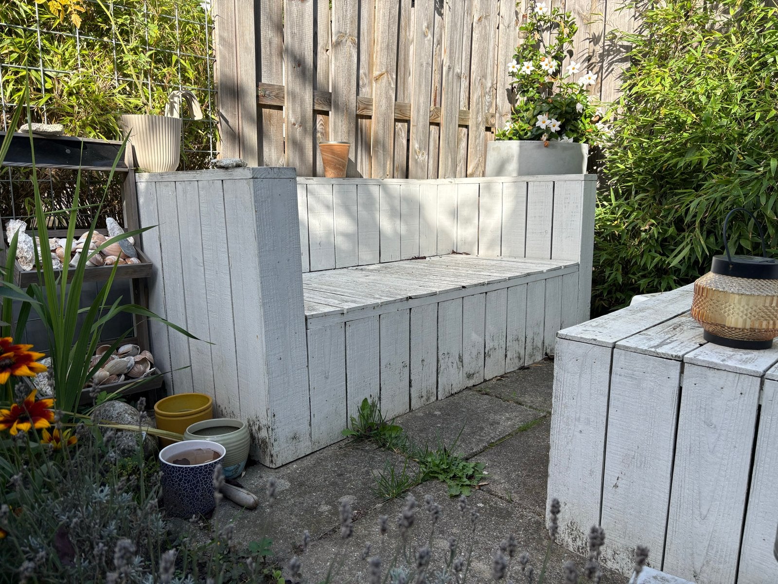 Steigerhouten Loungeset - Bank en Salontafel, Tuin en Terras, Gebruikt, Steigerhout, Loungeset, Bank