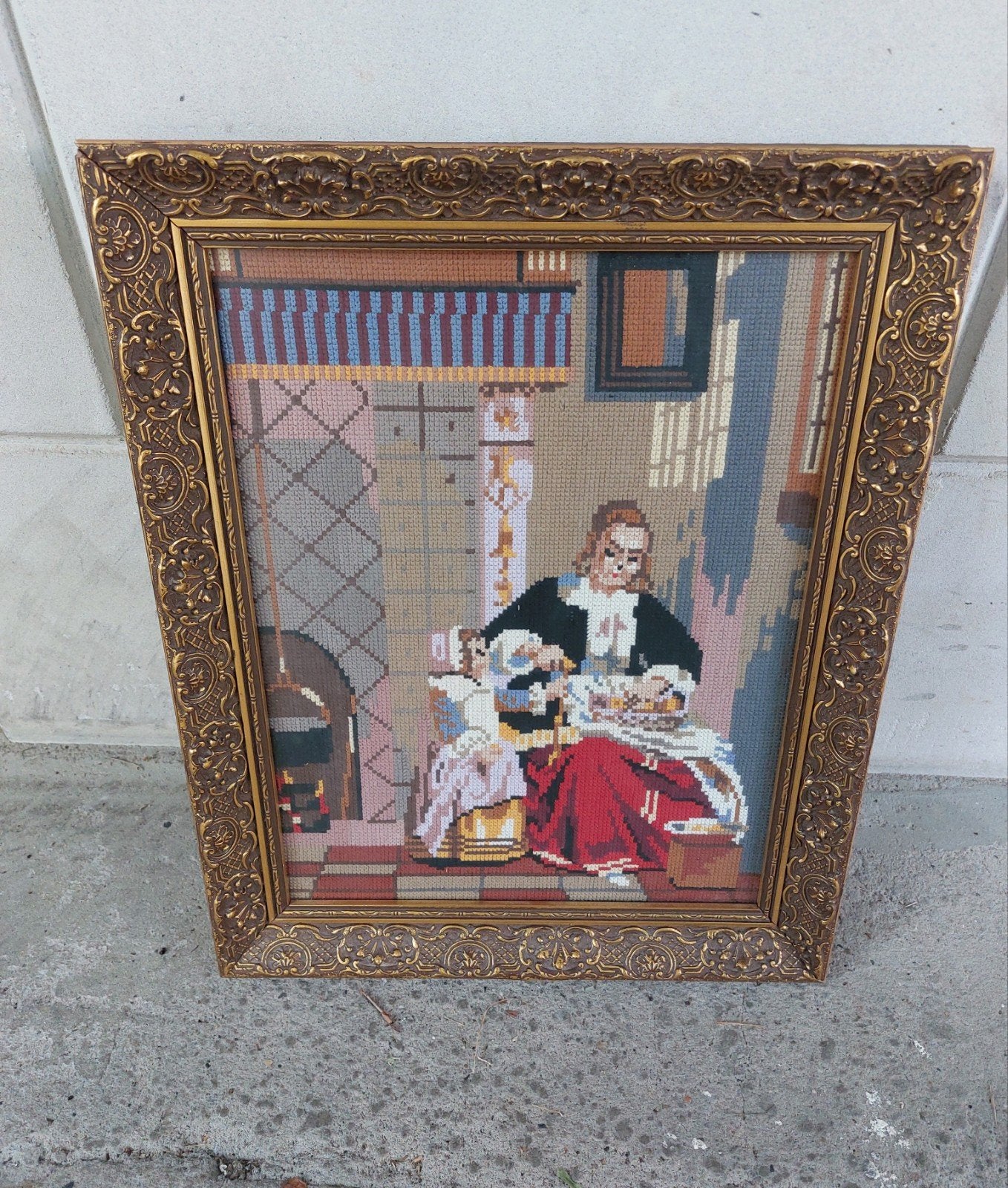 Geborduurd Schilderij, Ophalen of Verzenden, Zo goed als nieuw, Minder dan 50 cm, Schilderij
