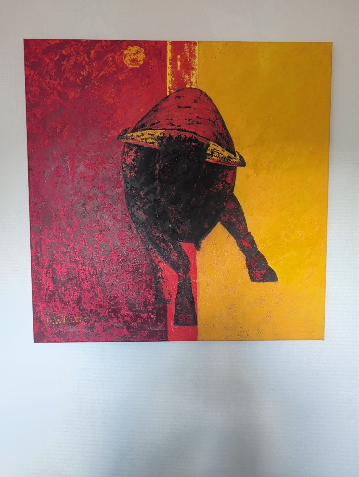 Abstract Stier Schilderij - Levendige Kleuren, Ophalen of Verzenden