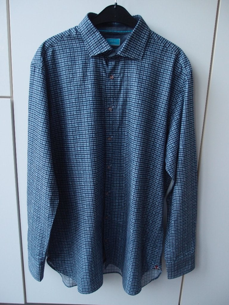 Mooi zakelijk casual British Indigo heren overhemd blouse XL, Blauw, Ophalen of Verzenden, Zo goed als nieuw, British Indigo