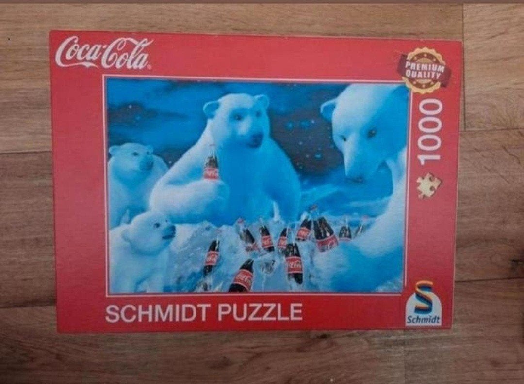 Coca-Cola ijsberen puzzel 1000 stukjes Schmidt, Ophalen of Verzenden, 500 t/m 1500 stukjes, Zo goed als nieuw, Legpuzzel