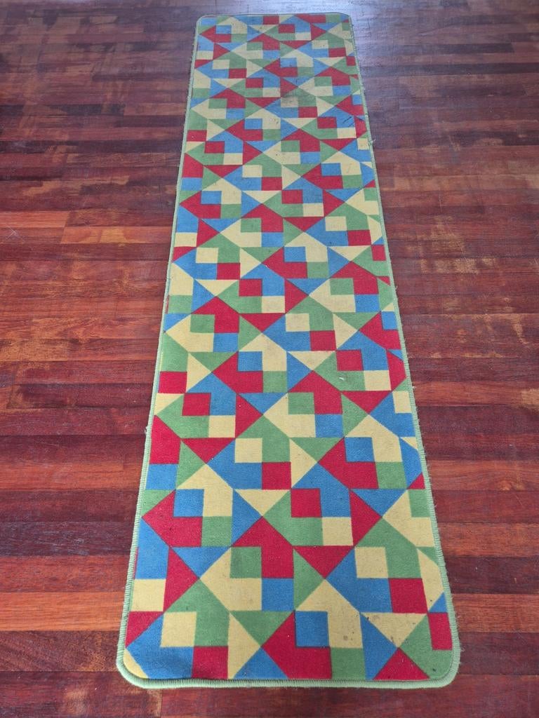Vintage Vorwerk Loper - Retro Tapijt - 63x230cm, Ophalen, 200 cm of meer, 50 tot 100 cm, Vintage, Retro, Geometrisch
