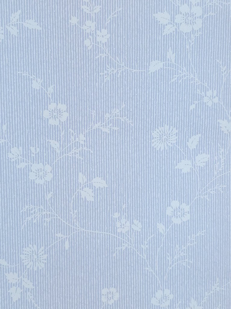 5086 blauw bloemenbehang wit vintage 80s klassiek swiet, Ophalen of Verzenden, Blauw
