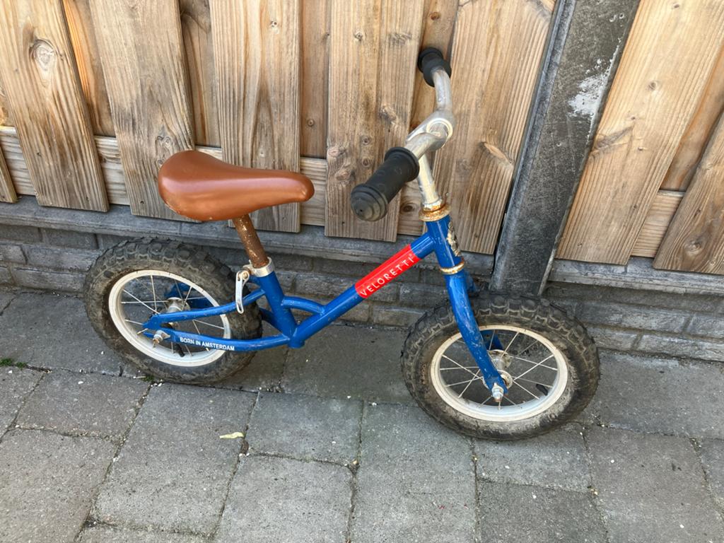 Veloretti loopfiets blauw, Ophalen, Gebruikt, Minder dan 16 inch