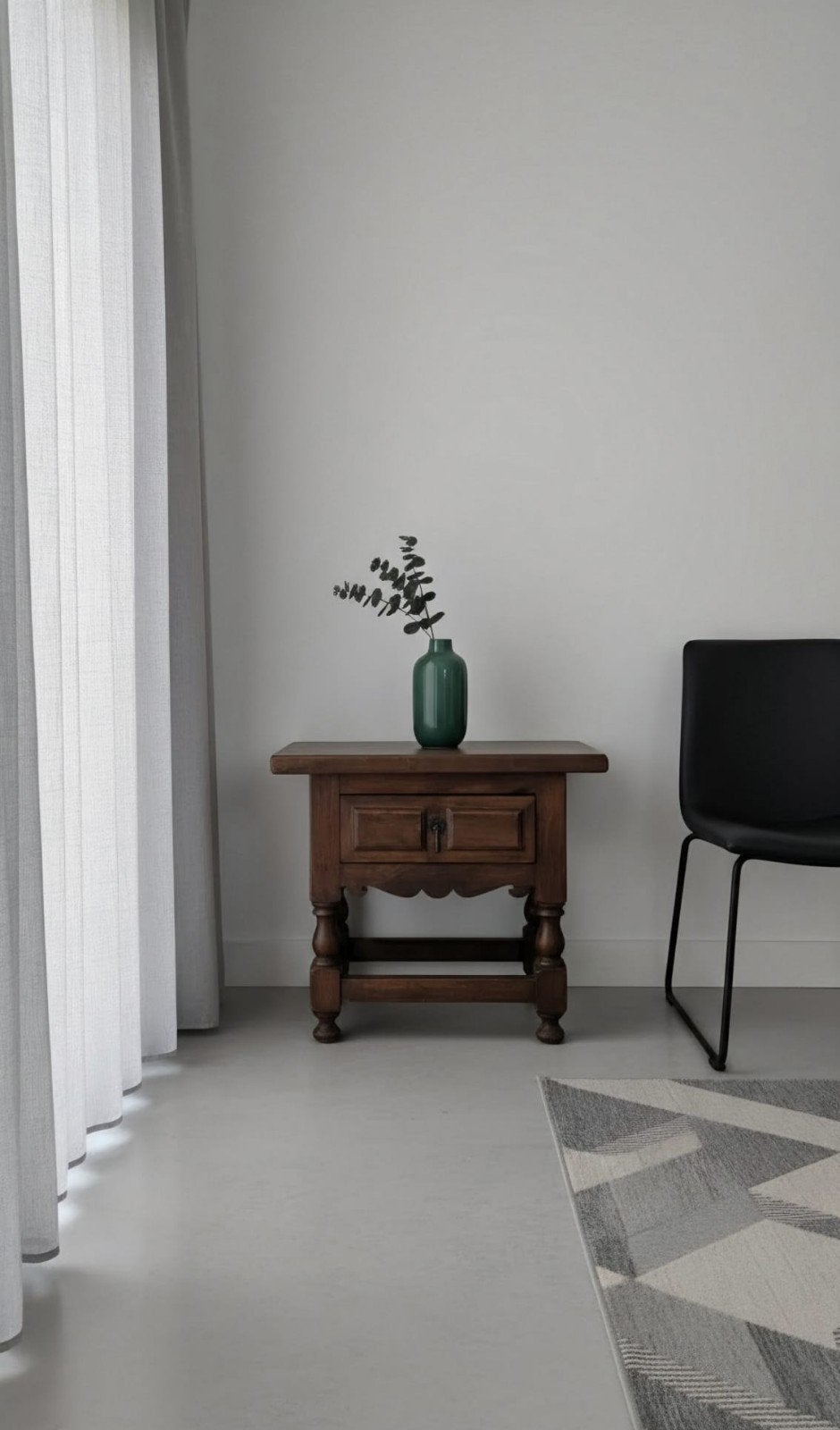 Massief Eiken Bijzettafel/kastje met Lade, Huis en Inrichting, Kasten | Ladekasten, Ophalen, Minder dan 50 cm, 1 of 2 laden, Zo goed als nieuw