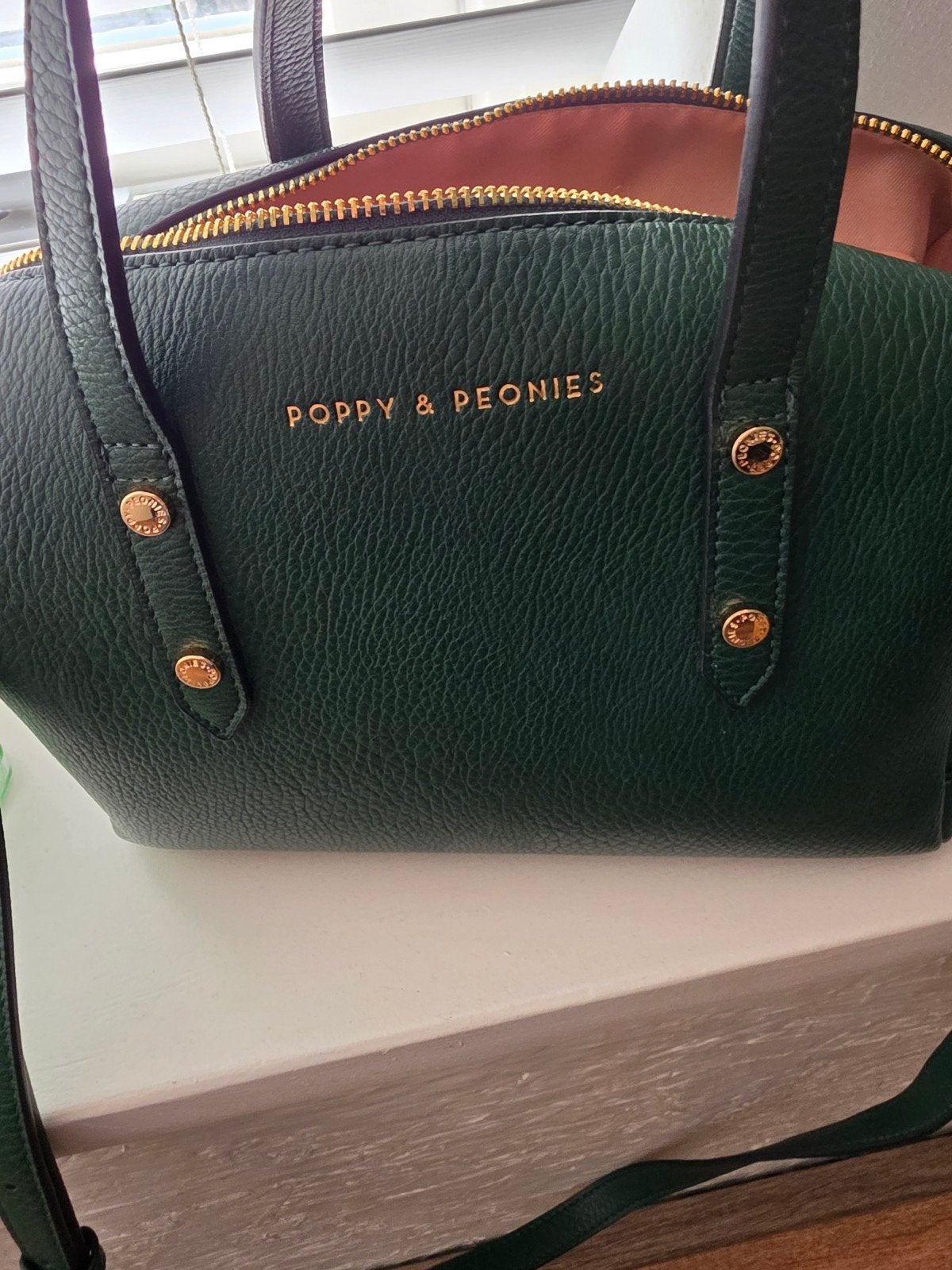 Poppy & Peonies Handtas - Donkergroen, Ophalen of Verzenden, Zo goed als nieuw, Groen, Handtas