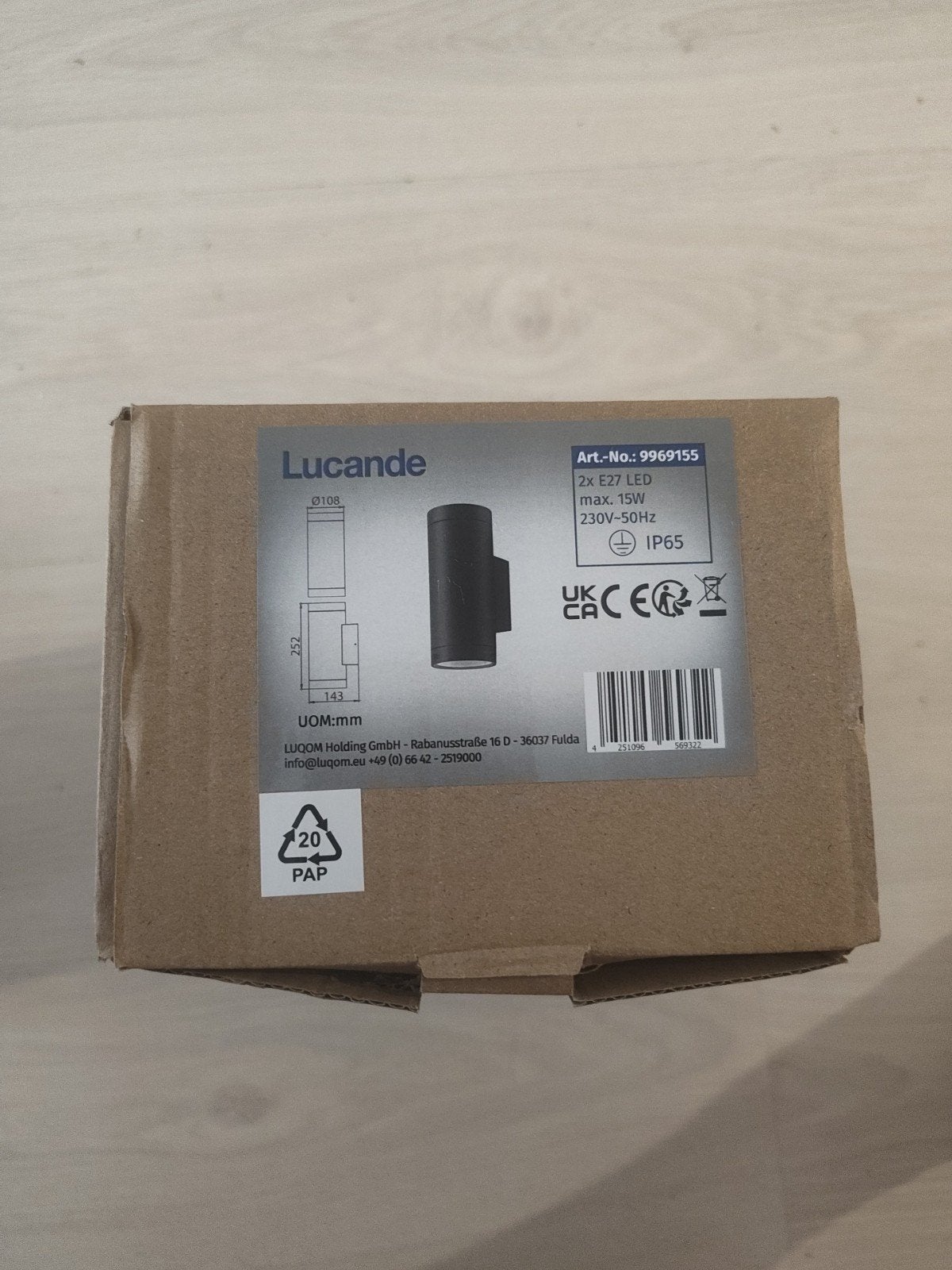 Lucande Buitenwandlamp IP65 Zwart - Nieuw in doos, Ophalen of Verzenden, Nieuw
