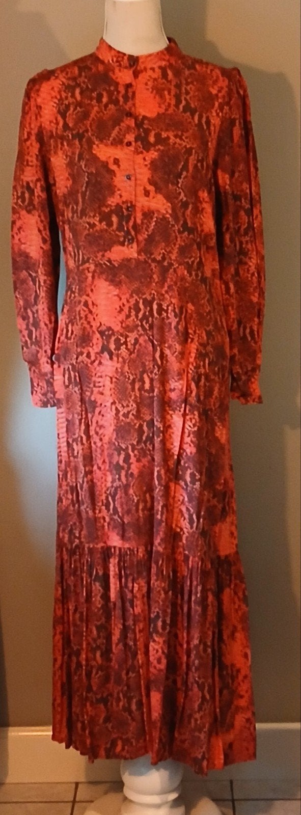 Notes (du Nord) Maxi Jurk  Terracotta Slangenprint – Maat 38, Kleding | Dames, Jurken, Zo goed als nieuw, Onder de knie, Ophalen of Verzenden