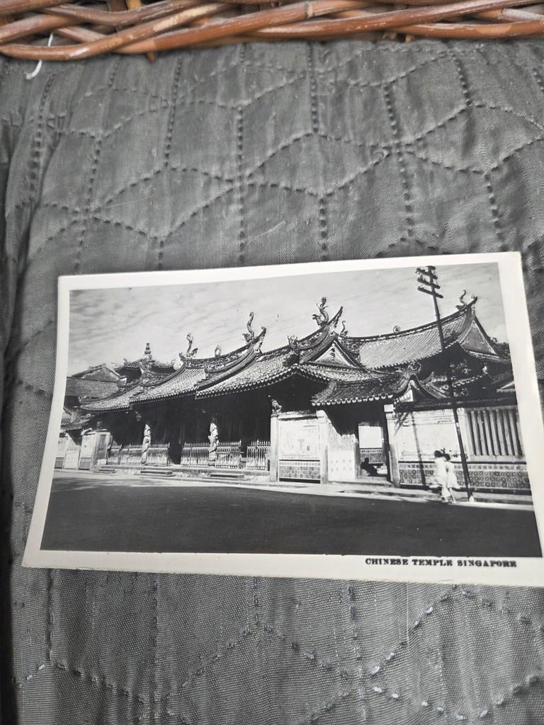 Oude Ansichtkaart Chinese Tempel Singapore Zwart-Wit, Ophalen of Verzenden