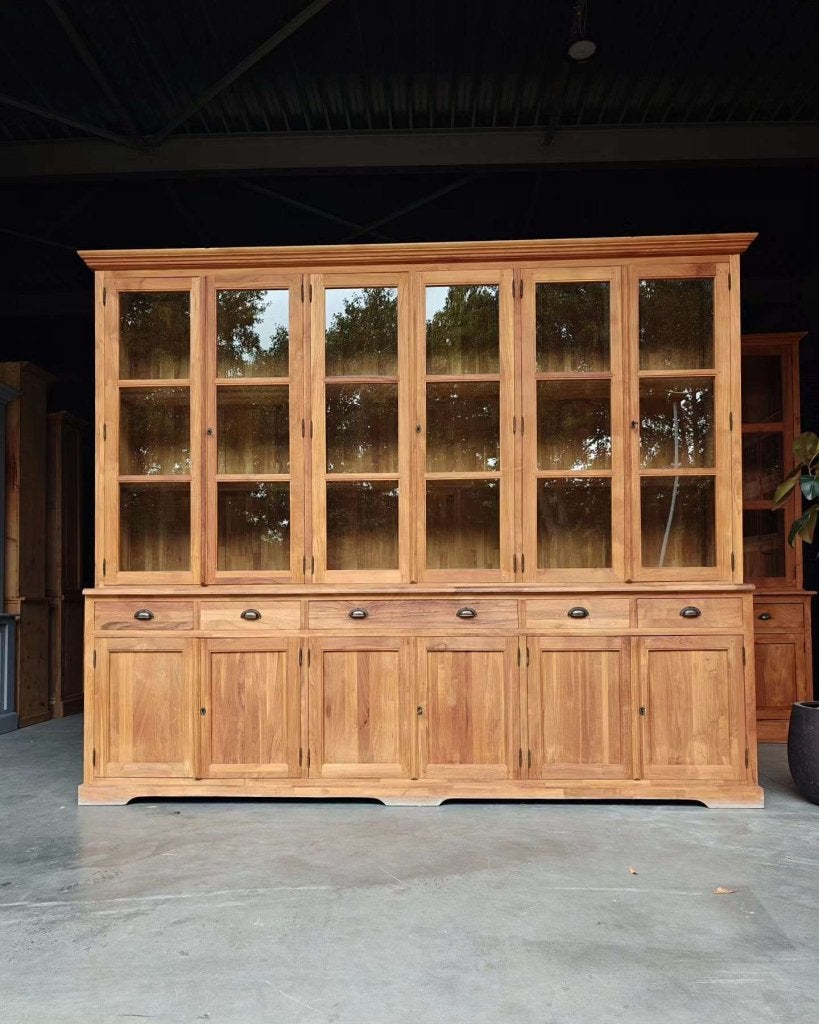 Foto 3 van 287cm brede winkelkast | Xxl teakhouten buffetkast  #4195