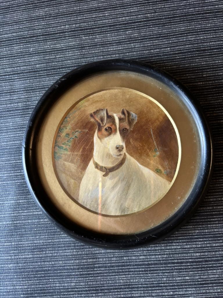 Antiek portret schilderij jack russell hond ca 1880 engeland, Antiek en Kunst, Kunst | Schilderijen | Klassiek, Ophalen of Verzenden