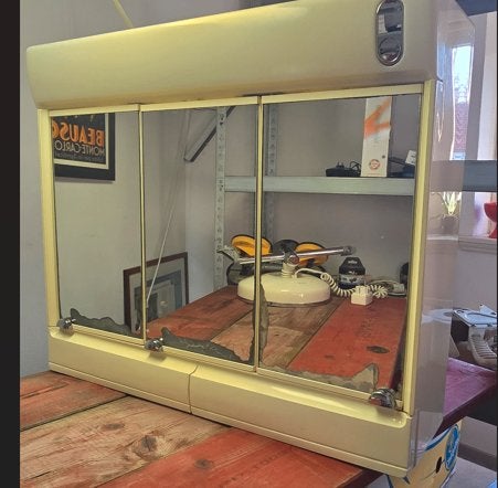 Vintage spiegelkast / badkamerkastje (retro) met verlichting, Minder dan 100 cm, 25 tot 50 cm, Gebruikt, Spiegelkast