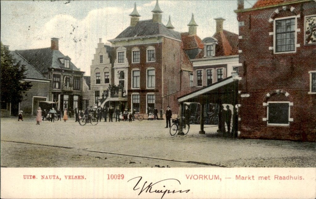 Workum - Markt - met Raadhuis, Ophalen of Verzenden, Voor 1920, Gelopen, Friesland