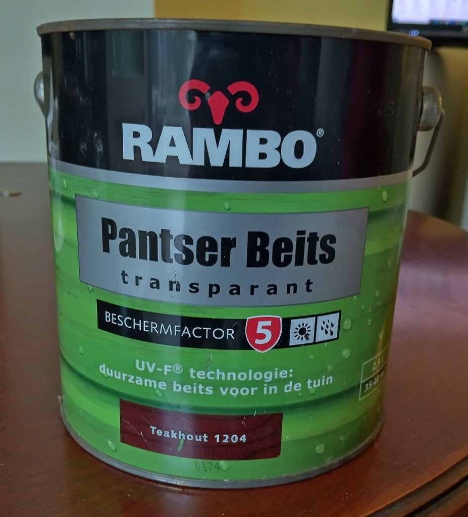Rambo Pantser beijts , Tuinhout., Ophalen, Overige kleuren, Nieuw, Beits